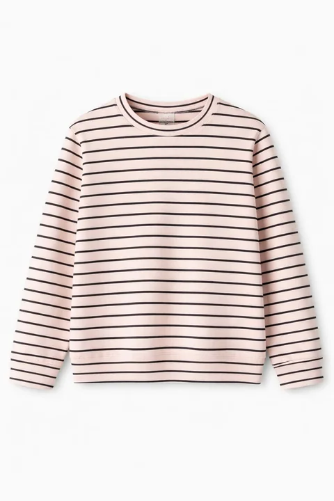 Buzo de nena de coconut rayado clasico con cuello redondo 