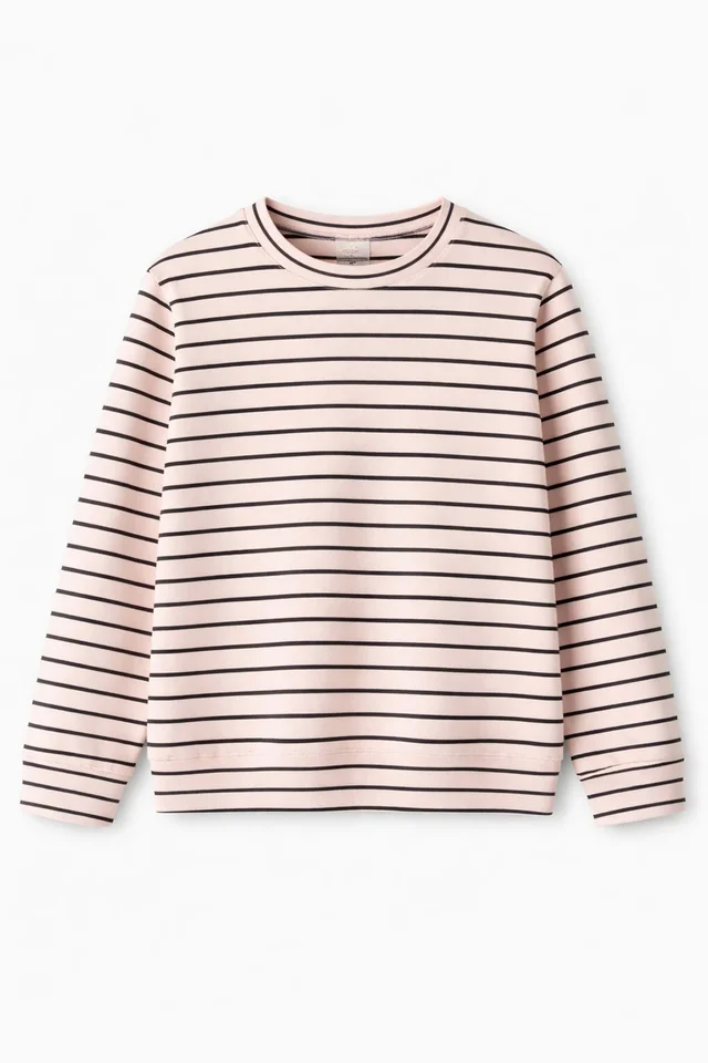 Buzo de nena de coconut rayado clasico con cuello redondo 