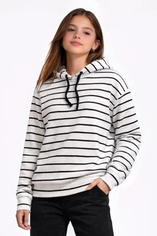 Buzo Teen de coconut rayado con capucha ajustable  - Vista 1