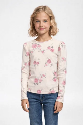 Remera manga larga de niña de morley estampado flores con manga princesa - Vista 5