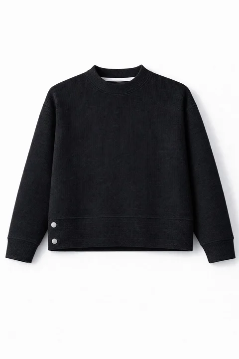 Conjunto de lanilla teen de buzo y pantalón con botones en combinación