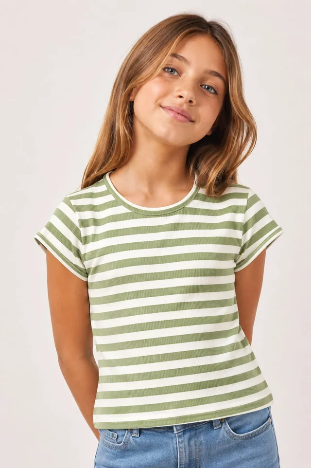 Remera Manga Corta Rayada Kids