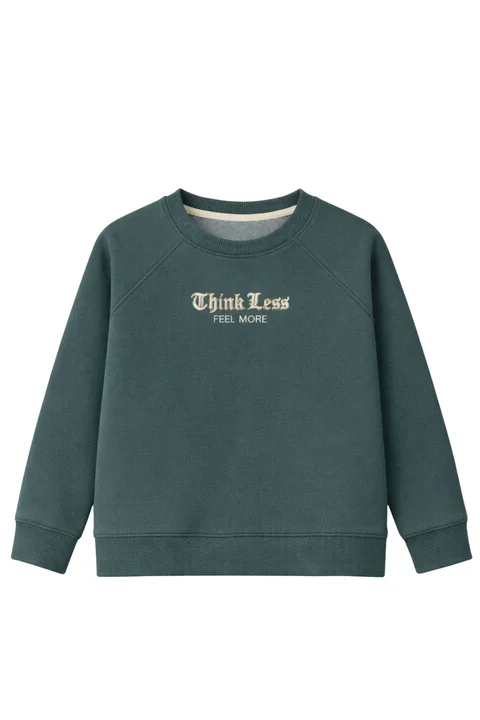 Buzo de niño de Friza Clásico Bordado “Think Less”
