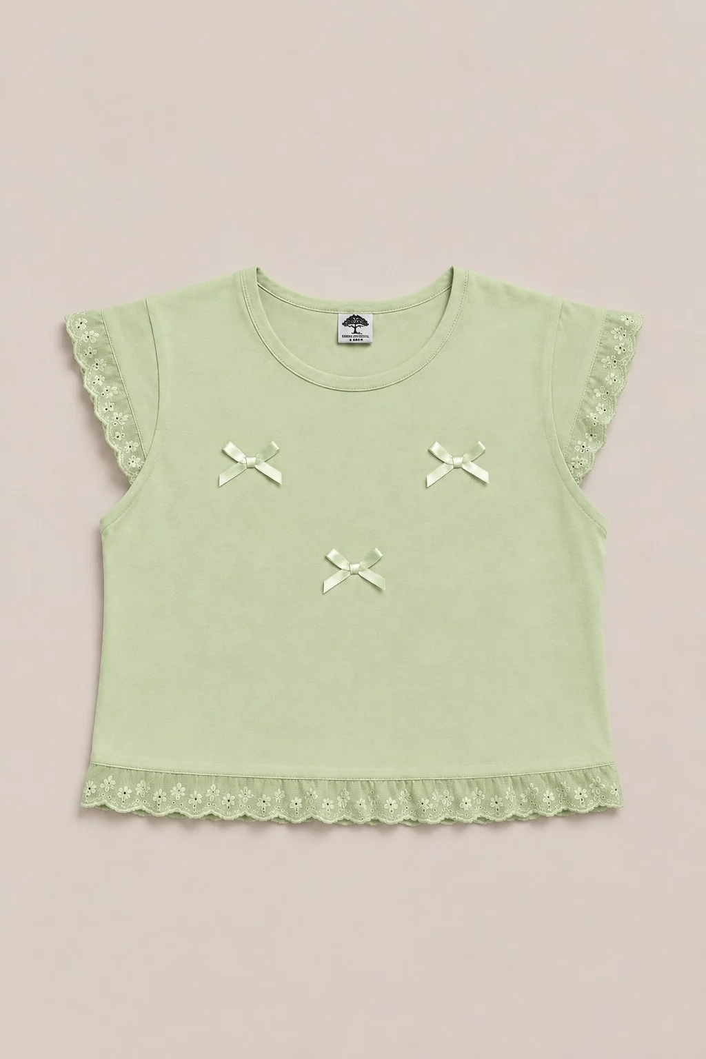 Remera Manga Corta Brodery Moñitos Kids