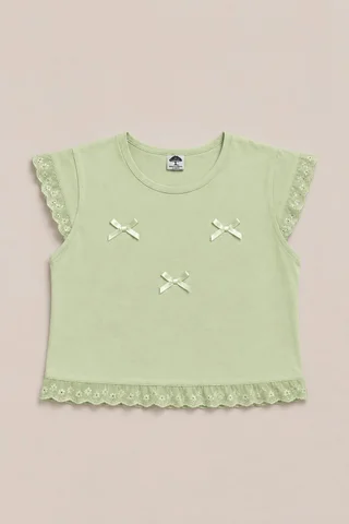 Remera Manga Corta Brodery Moñitos Kids - Vista 6