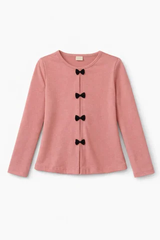 Remera manga larga de nena con pliegues y moños aplicados - Vista 5