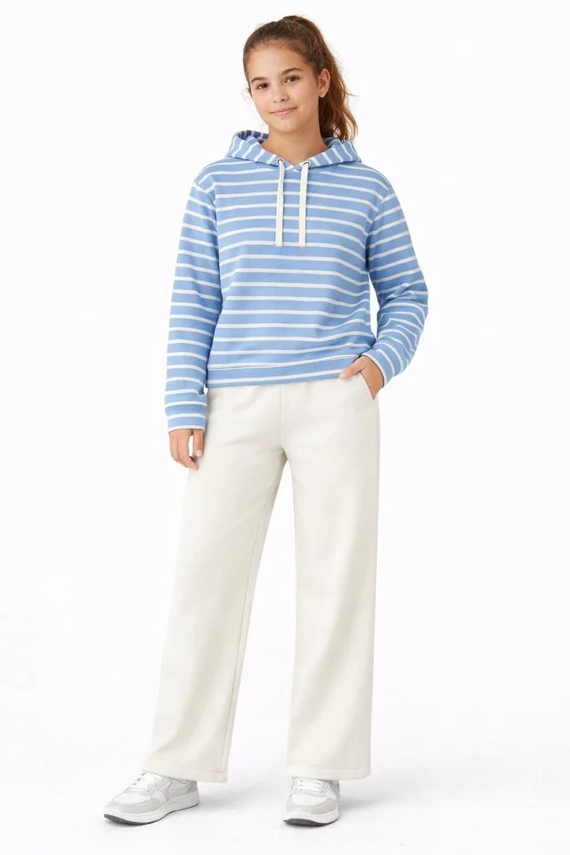 Pantalon de teen de friza liso recto