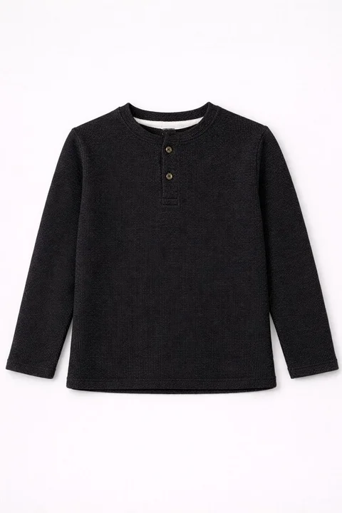 Buzo Infantil de Lanilla con Botones y Bordado en Espalda, tipo sweater