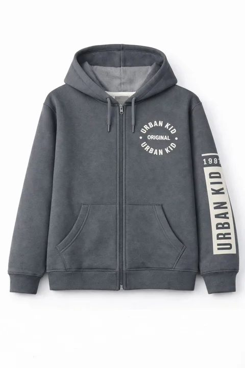Campera de friza teen con estampa en frente y manga