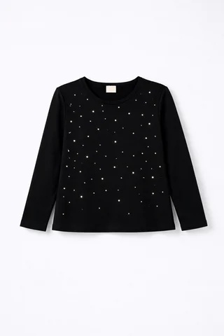 Remera manga larga de nena con aplique de hotfitt brillante  - Vista 5