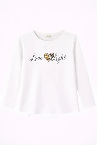 Remera manga larga de niña con estampa foil de diseño “love light” - Vista 3