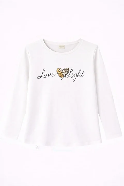 Remera manga larga de niña con estampa foil de diseño “love light”