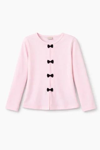 Remera manga larga de nena con pliegues y moños aplicados - Vista 3