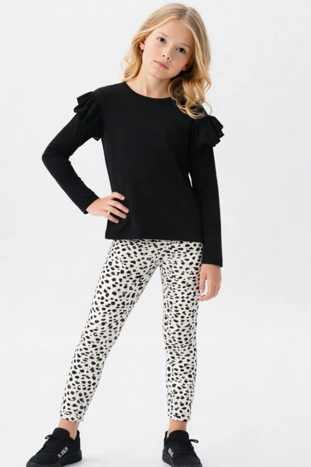 Calza niña de algodón con lycra estampada animal print