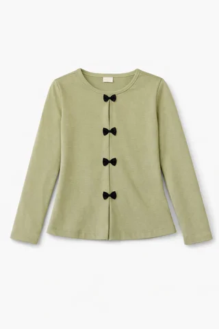 Remera manga larga de nena con pliegues y moños aplicados - Vista 4