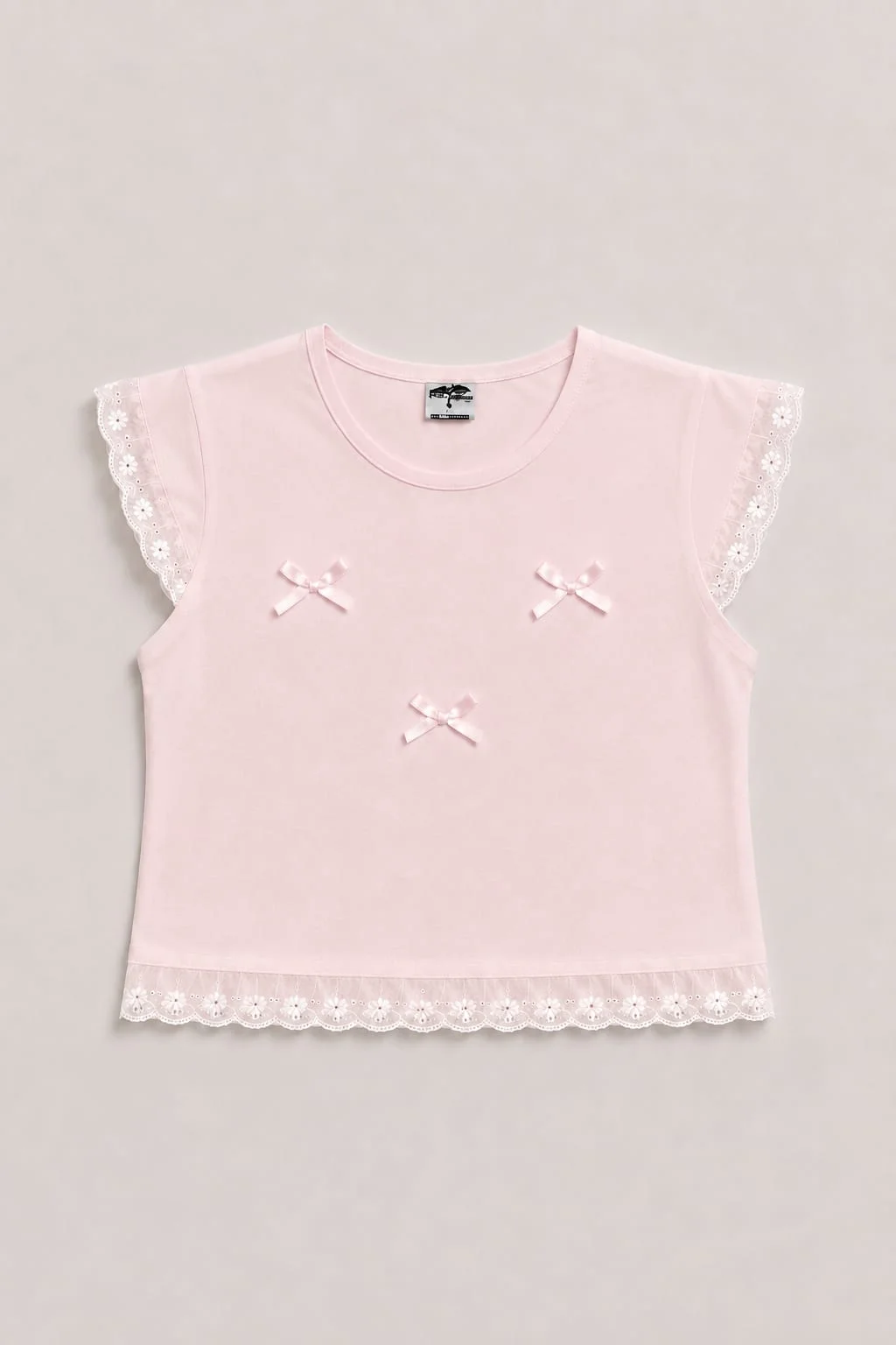 Remera Manga Corta Brodery Moñitos Kids