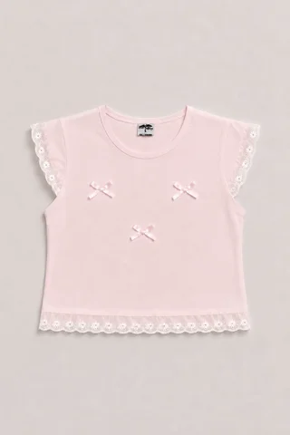 Remera Manga Corta Brodery Moñitos Kids - Vista 3