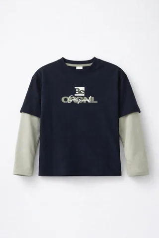 Remera semi oversize con sobremanga caida combinada con estampa degrade - Vista 5