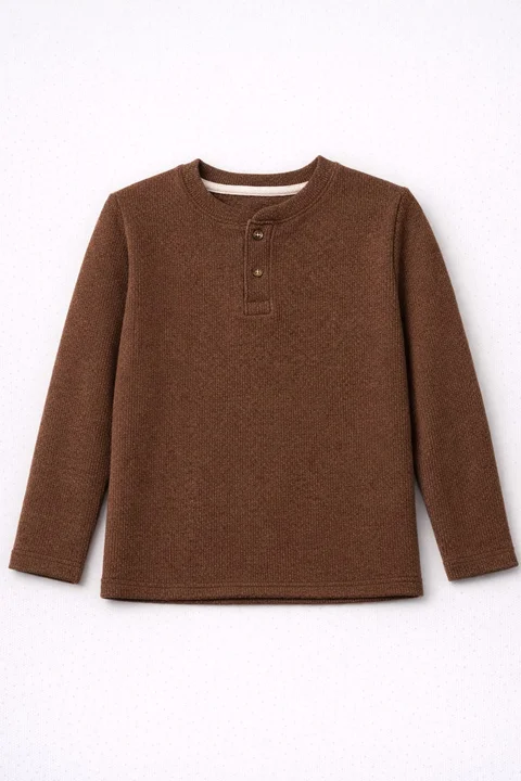 Buzo Infantil de Lanilla con Botones y Bordado en Espalda, tipo sweater