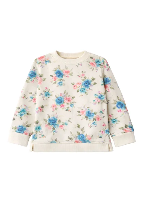 Buzo de nena de algodon rustico estampado flores
