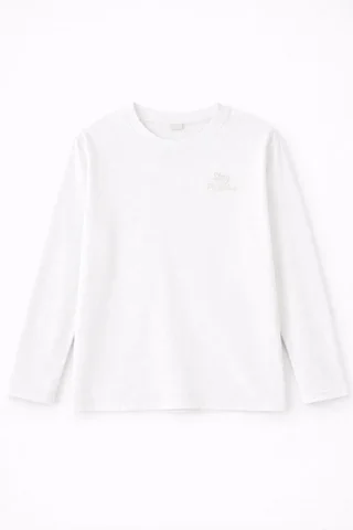 Remera de niño manga larga lisa con bordado “Stay Positive” al tono - Vista 2