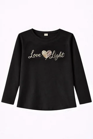 Remera manga larga de niña con estampa foil de diseño “love light” - Vista 5