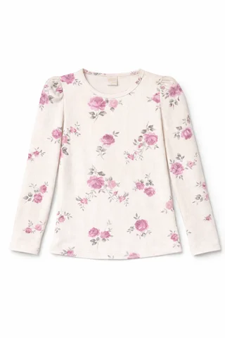 Remera manga larga de niña de morley estampado flores con manga princesa - Vista 4
