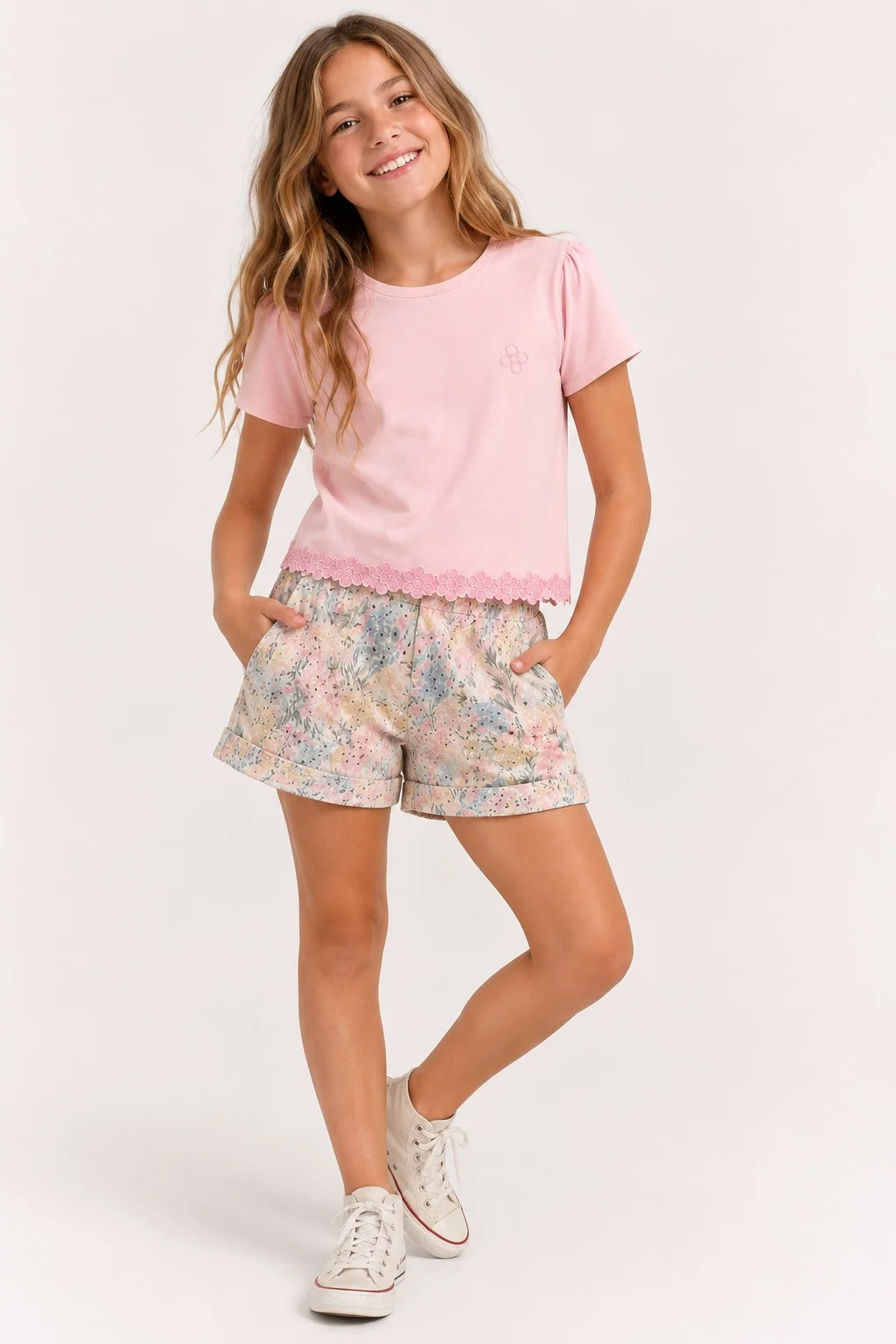 Short Poplín Floreado Kids
