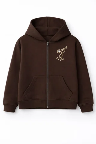 Campera de friza teen con estampa tipo logo con capucha - Vista 4