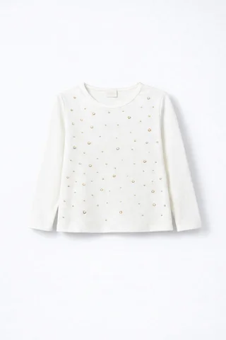 Remera manga larga de nena con aplique de hotfitt brillante  - Vista 3