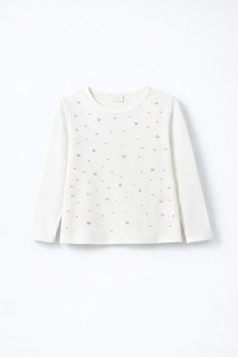 Remera manga larga de nena con aplique de hotfitt brillante 