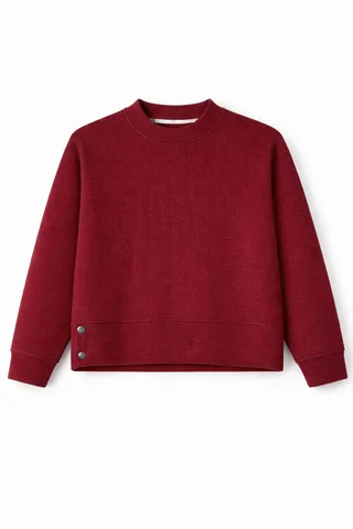 Conjunto de lanilla niña de buzo y pantalón con botones en combinación - Vista 4