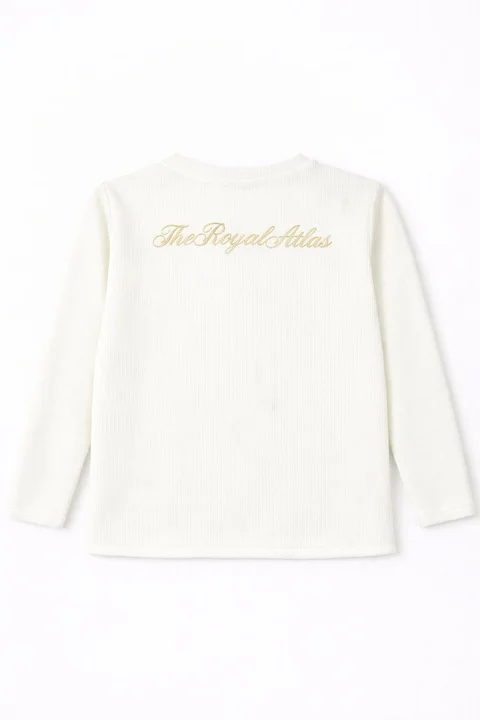 Buzo Infantil de Lanilla con Botones y Bordado en Espalda, tipo sweater