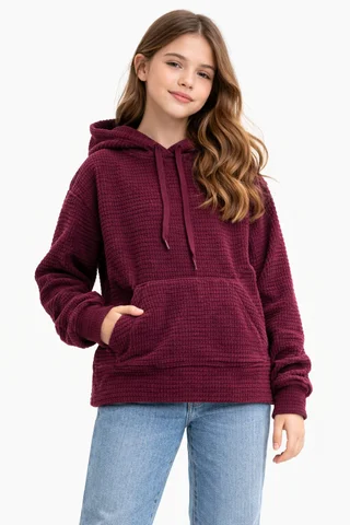 Buzo plush bifaz teen con capucha y bolsillo canguro - Vista 1