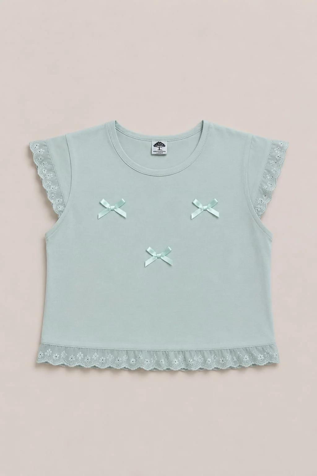 Remera Manga Corta Brodery Moñitos Kids