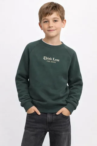 Buzo de niño de Friza Clásico Bordado “Think Less” - Vista 1