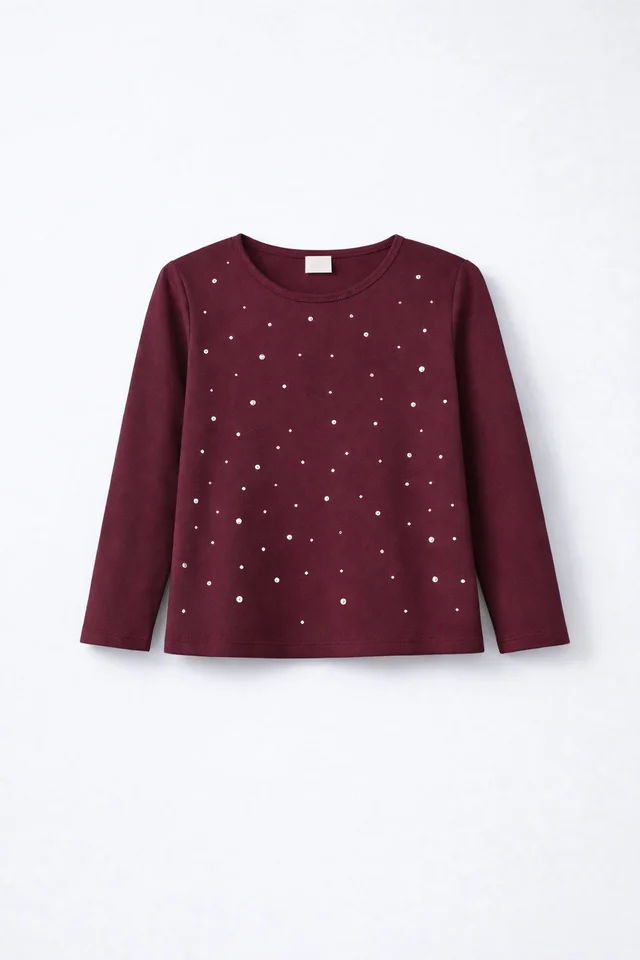 Remera manga larga de nena con aplique de hotfitt brillante 