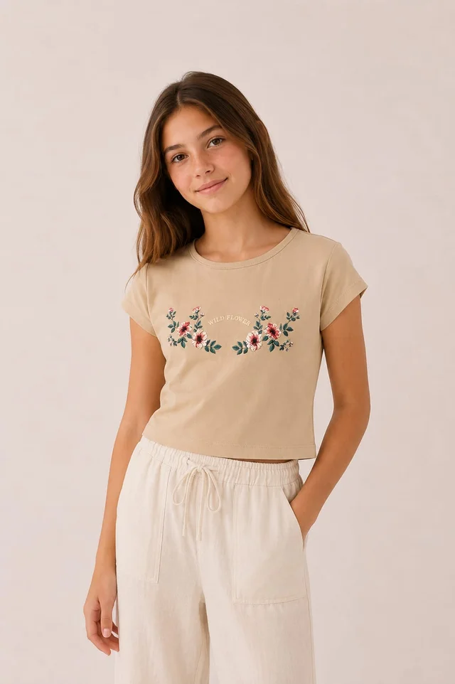 Remera Manga Corta Wild Flower Teens