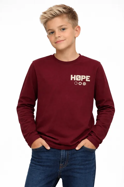 Remerón manga larga de niño con doble estampa en frente y espalda ¨hope¨