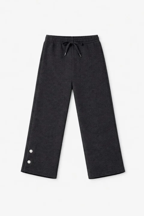 Conjunto de lanilla teen de buzo y pantalón con botones en combinación