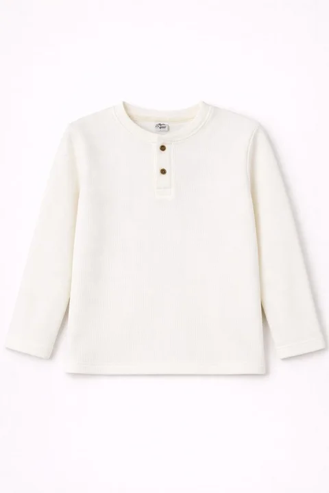 Buzo Infantil de Lanilla con Botones y Bordado en Espalda, tipo sweater