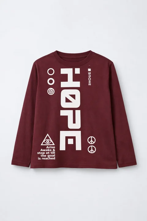 Remerón manga larga de niño con doble estampa en frente y espalda ¨hope¨