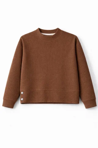 Buzo lanilla con cintura alta y botones de plata, tipo sweater - Vista 3