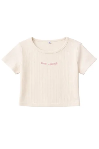 Remera manga corta teen de morley ancho con bordado " mon amour"  - Vista 4