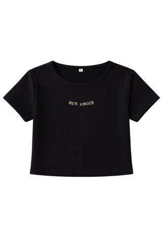 Remera manga corta teen de morley ancho con bordado " mon amour"  - Vista 5
