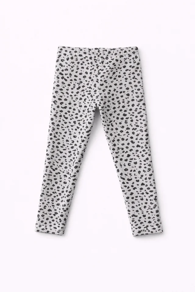 Calza niña de algodón con lycra estampada animal print