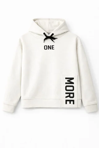 Buzo de friza teen con capucha y apertura con estampa ¨one more¨ - Vista 2