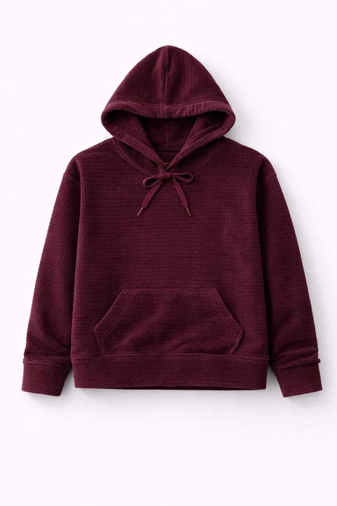 Buzo plush bifaz teen con capucha y bolsillo canguro