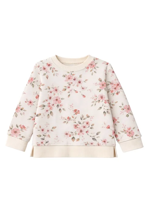 Buzo niña de friza estampado flores románticas 