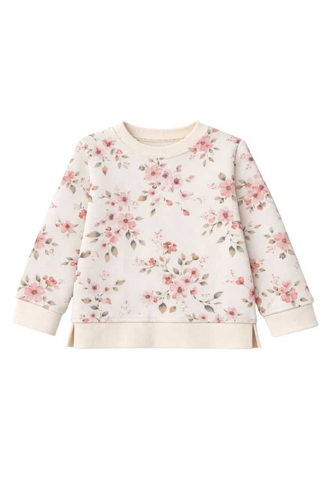 Buzo niña de friza estampado flores románticas 